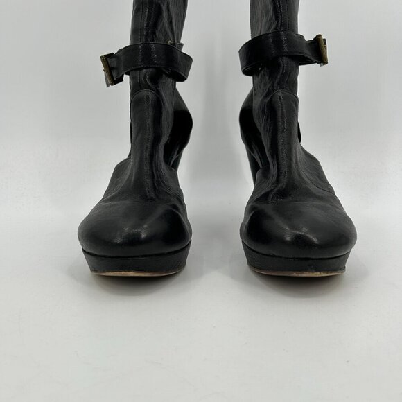 JEFFREY CAMPBELL Black Leather Platform Ankle Strap Booties Heels Shoes Size 9 - Picture 4 of 11
